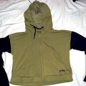 Green Gymshark Cropped Hoodie
